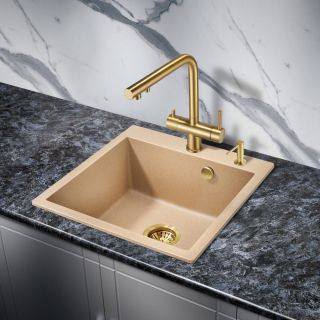 Смеситель для кухни Milacio Ultra MCU.559.GD под фильтр с краном для питьевой воды брашированное золото